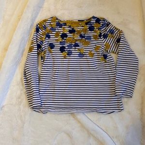 Joules Navy blue and gold floral, long sleeve top size 10